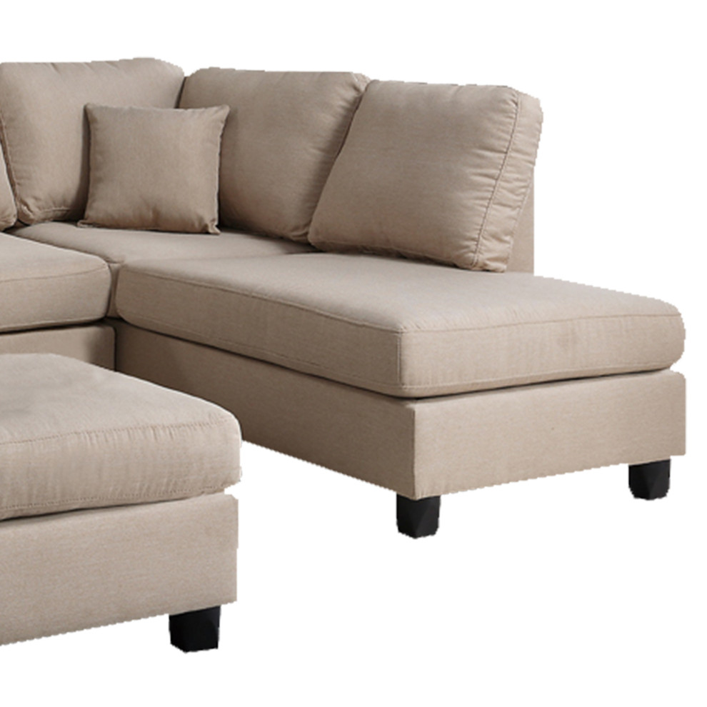 Benzara BM168774 Linen Fabric 3 Pieces Sectional  Sand Beige   Transitional   Sectional Sofas   by Uber Bazaar  Houzz