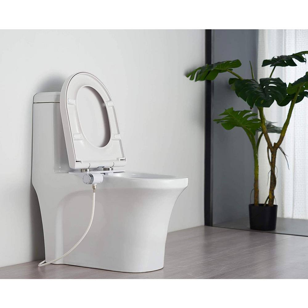 ELLOALLO Comfort Non-Electric Bidet Toilet Seat Attachment with Nozzle Adjuster in White BA-JA1101