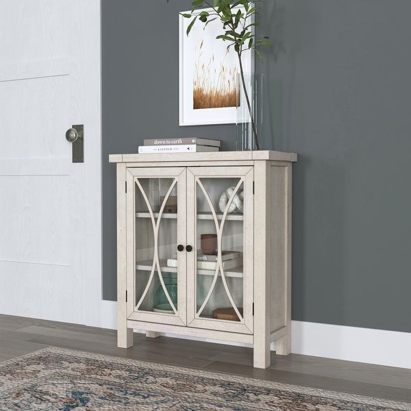 Hillsdale Bayside Wood 2 Door Console Cabinet， Antique White - 33H x 29W x 11.5D