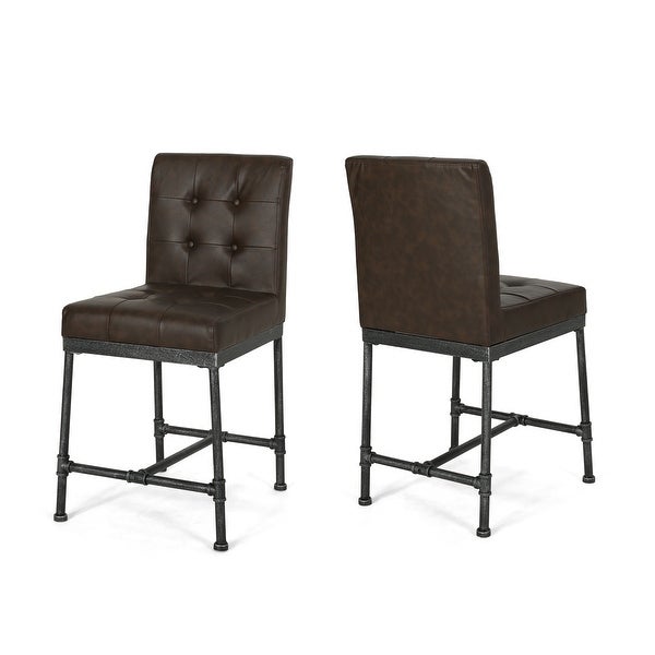 Commonwealth Faux Leather Counter Stools by Christopher Knight Home