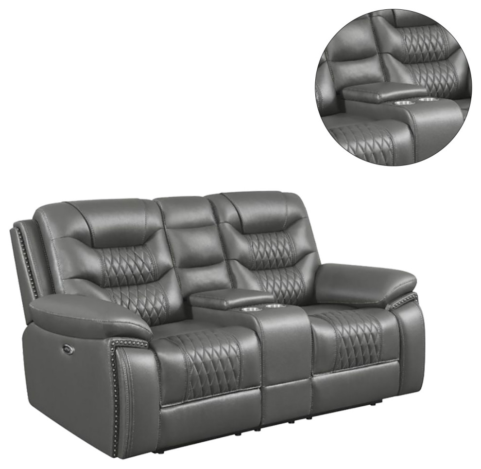 Upholstered Power Loveseat With Cup Holders  Charcoal   Contemporary   Loveseats   by Simple Relax  Houzz