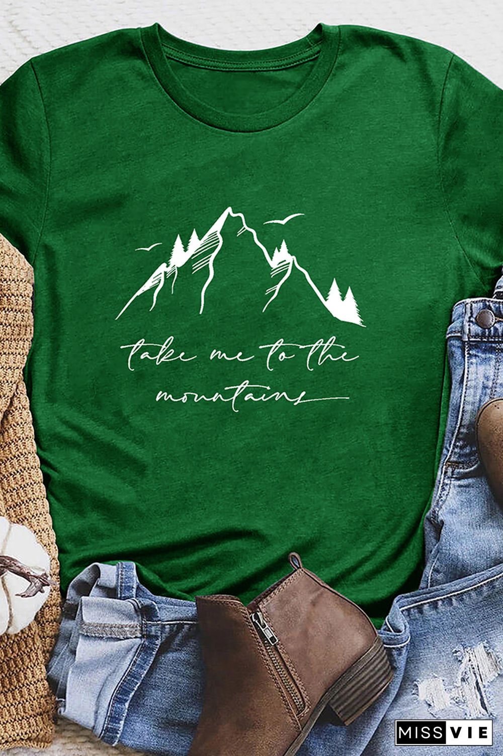 Take Me to the Moutains Graphic Tee Short Sleeve T-shirt Wholesale