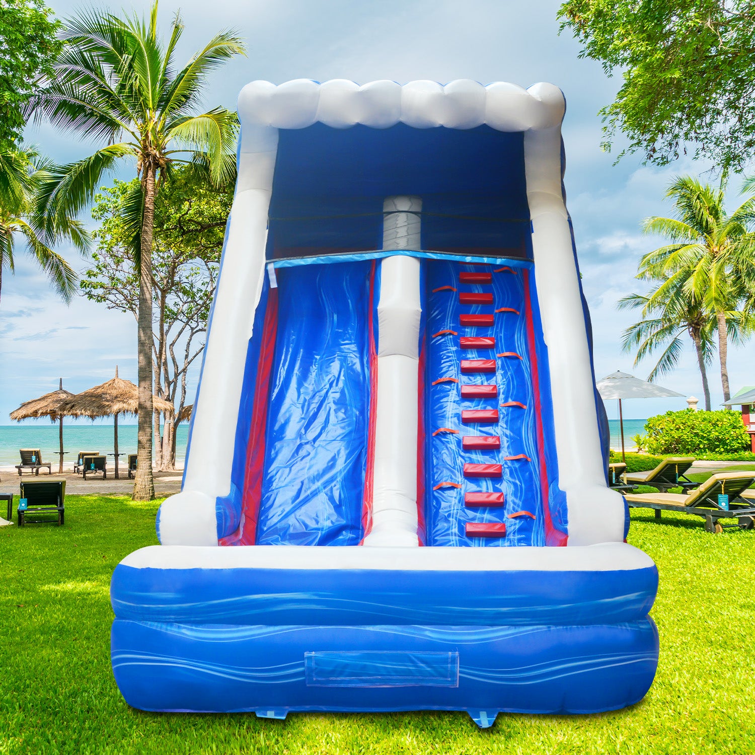 GOOSH 11' W x 25' D Inflatable Water Slide with Air Blower