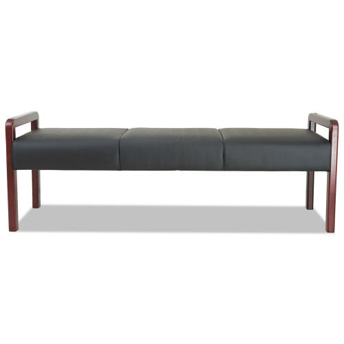 Alera Reception Lounge WL Series Bench， Three-Seater， 65.75w x 22.25d x 22.88h， Black/Mahogany (RL2419M)