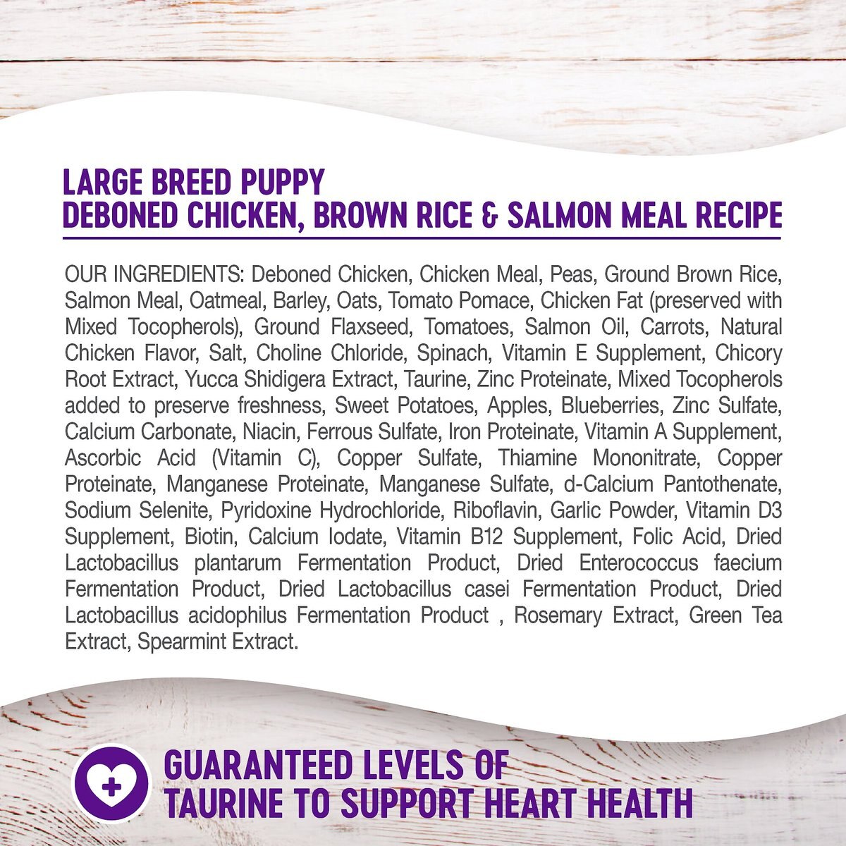 Wellness Large Breed Complete Health Puppy Deboned Chicken， Brown Rice and Salmon Meal Recipe Dry Dog Food