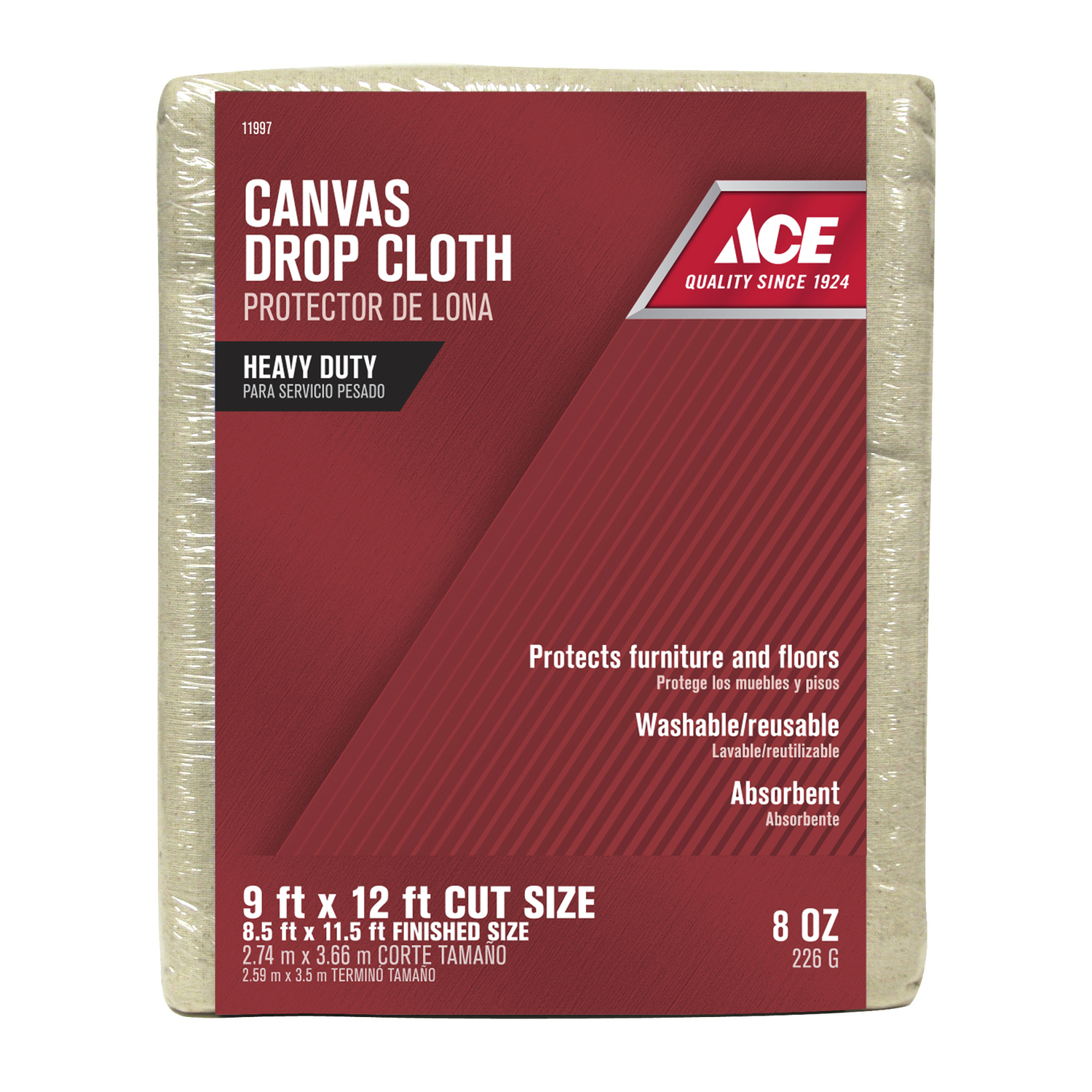 Ace 9 ft. W X 12 ft. L 8 oz Canvas Drop Cloth 1 pk