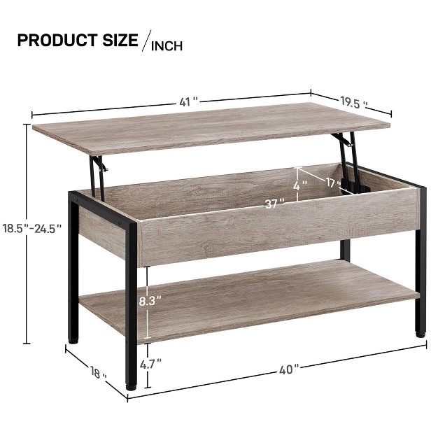 Yaheetech Lift Top Coffee Table With Pop Up Hidden Compartment For Living Room