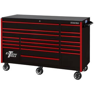 Extreme Tools RX Series 72 in. 19 -Drawer Roller Cabinet Tool Chest in Black with Red Handles RX722519RCBKRD-X