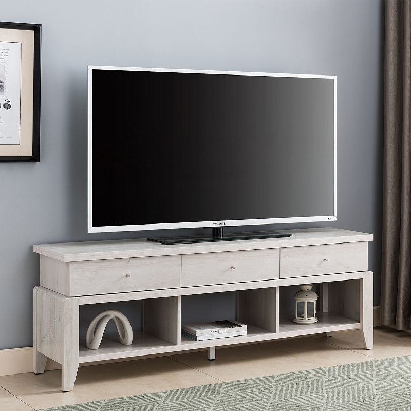 FC Design White Oak TV Stand with 3 Drawers and 3 Shelves