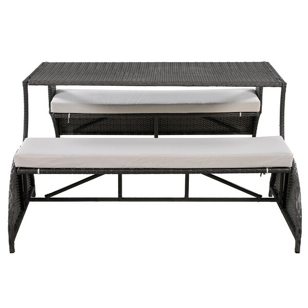 Roomfitters Versatile Outdoor Loveseat Converts to Four Seats and a Table，Durable Design，Ideal for Gardens，Lawns，Patio