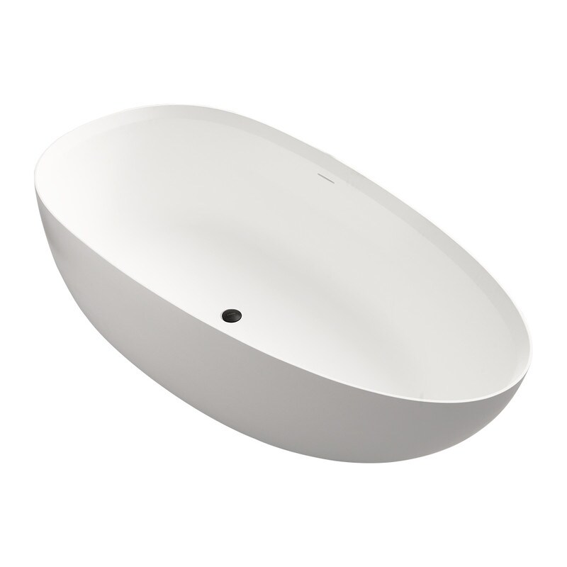 MEDUNJESS 67'' Freestanding Soaking Stone Resin Bathtub