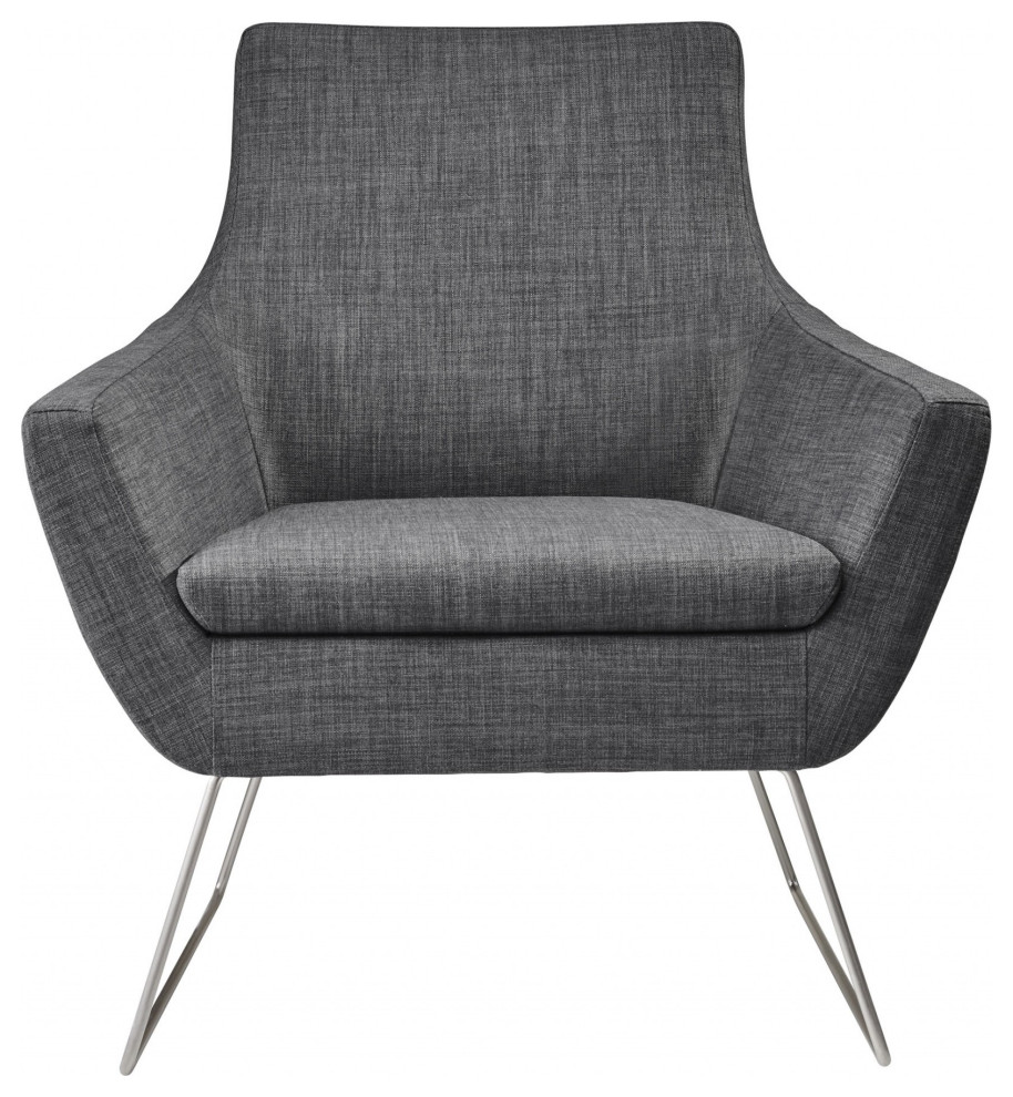 HomeRoots 33 quotX 30.5 quotX 37 quotGrey Brushed Steel Chair   Contemporary   Armchairs And Accent Chairs   by VirVentures  Houzz