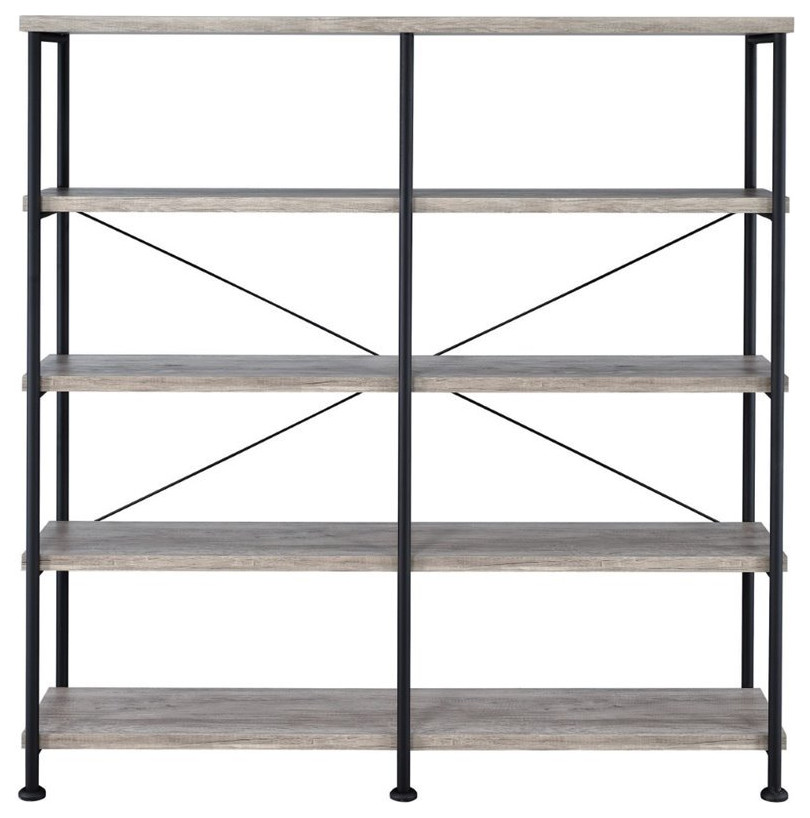 Coaster Analiese 4 Shelf Open Farmhouse Wood Bookcase in Gray   Industrial   Bookcases   by Homesquare  Houzz