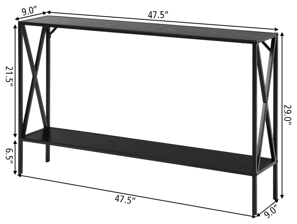 Costway 2 Tier Console Table Accent Side Entryway Table Metal Frame Black   Industrial   Console Tables   by Homesquare  Houzz