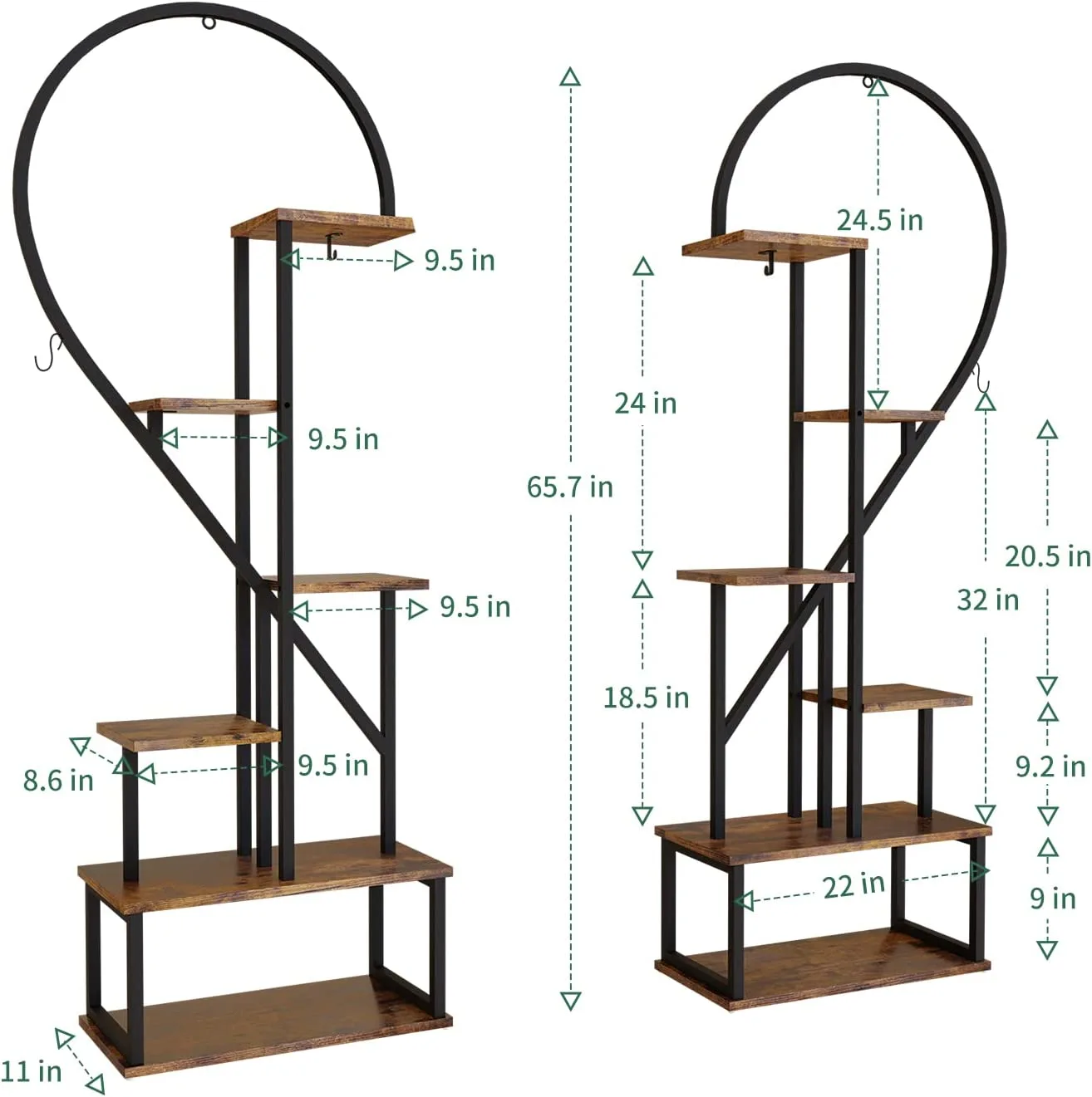 Metal Plant Stand Indoor with Wheels, Creative Heart Shape Plant Shelf Holder, 6 Tier Tall Plant Stand for Indoor Plants Multiple Plant Rack for Home Decor, Balcony, Patio, Garden.Extra Gardening Tools &Screwdriver Drill Bit as gifts