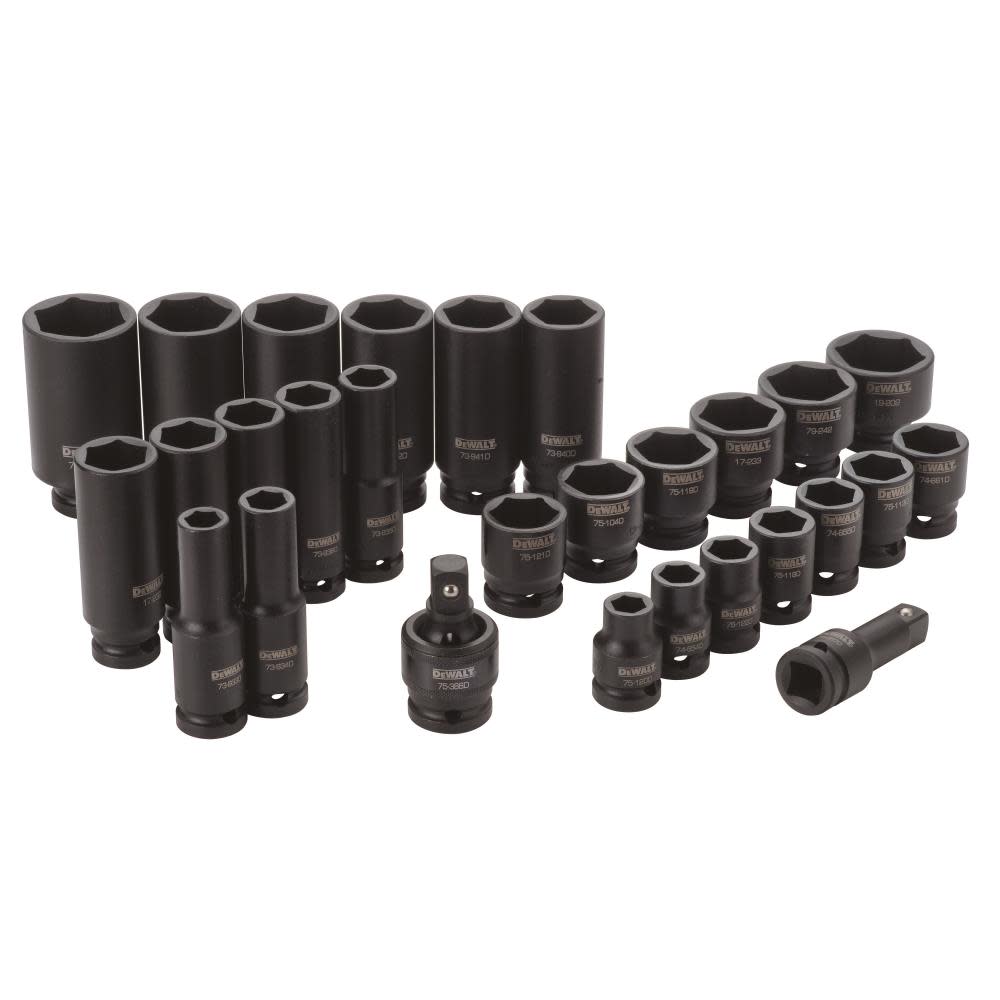 DW 28 Piece 1/2 in Drive Standard and Deep Impact Socket Set 6 PT DWMT19244 from DW