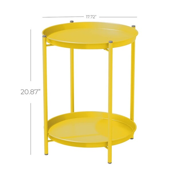 2Tier Metal Round Side Table for Outdoor and Indoor Use