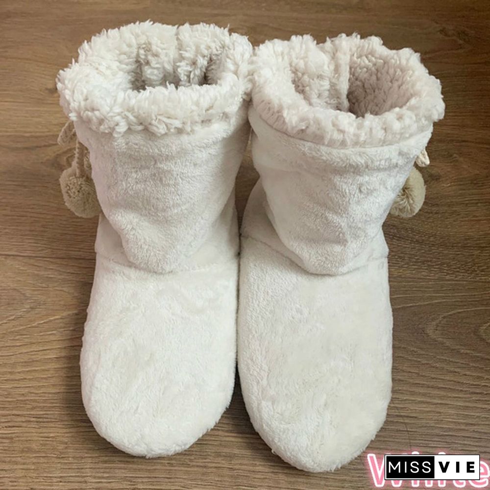 Women Indoor Slippers Warm Plush Lovers Home Slipper Soft Winter Warm House Slippers Velvet Ball Women Bedroom Slippers