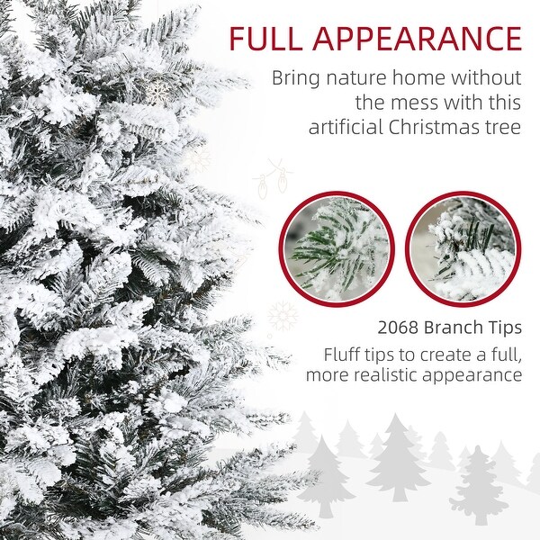 9ft Pine Snow Flocked Artificial Auto Open Christmas Tree with 616 Realistic Cedar Branches