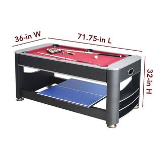 Hathaway 6 ft. Triple Threat 3-in-1 Multi-Game Table with Billiards Air Hockey and Table Tennis BG5001