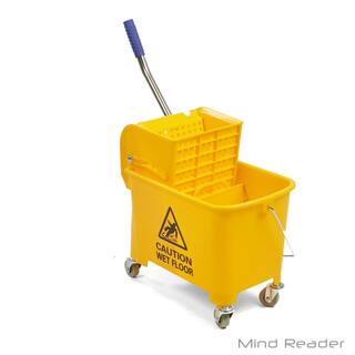 Mind Reader Mobile Heavy Duty Mop Bucket with Down Press Wringer 5.5 gal. Capacity Yellow MOPT20-YLW