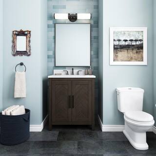 Home Decorators Collection Leary 30 in. W x 34.5 in. H Bath Vanity in Dark Brown with Engineered Stone Vanity Top in White with White Basin HDC30HRV