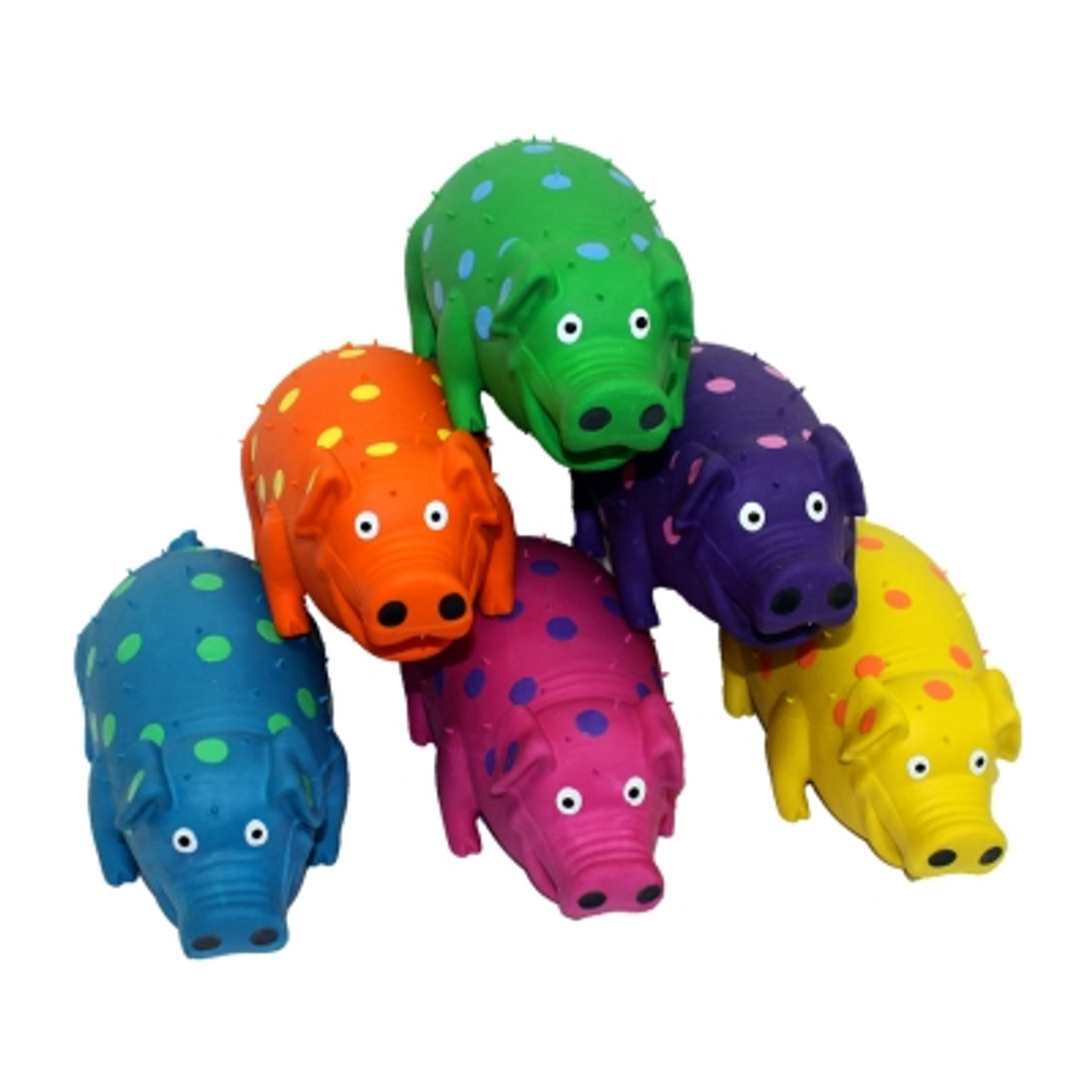 Multipet Assorted Globlets Latex Polka Dot Pig Dog Toys