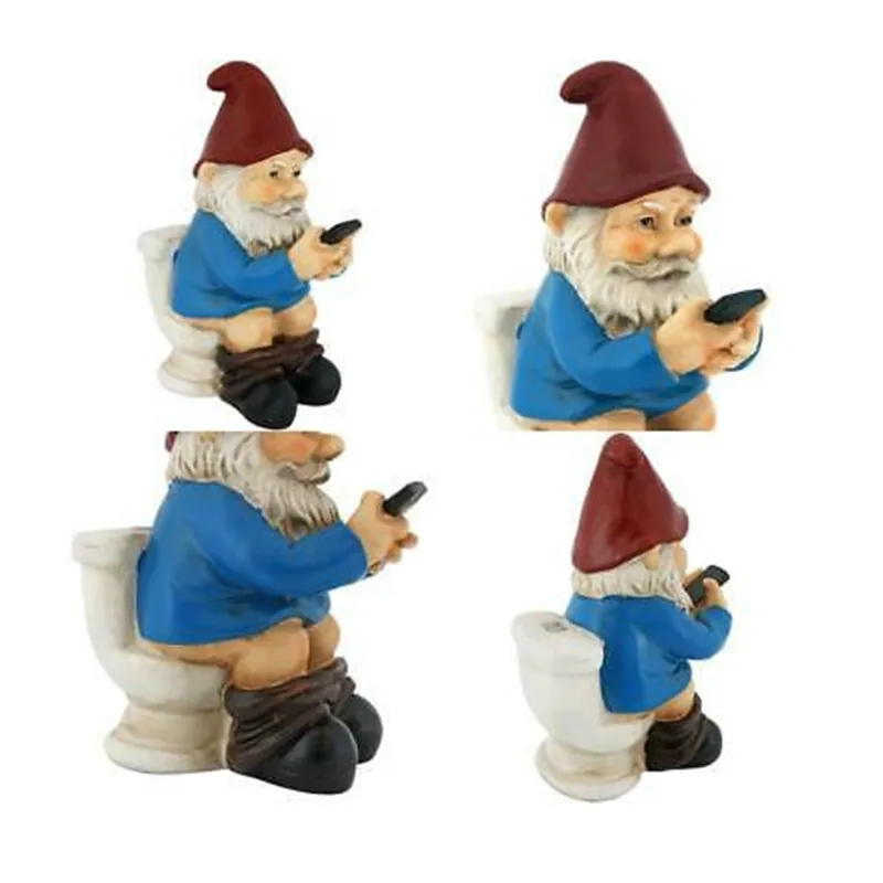 Factory Supply Customized Funny The Garden Gnome on The Throne Reading Phone For Outdoor Lawn Decoration