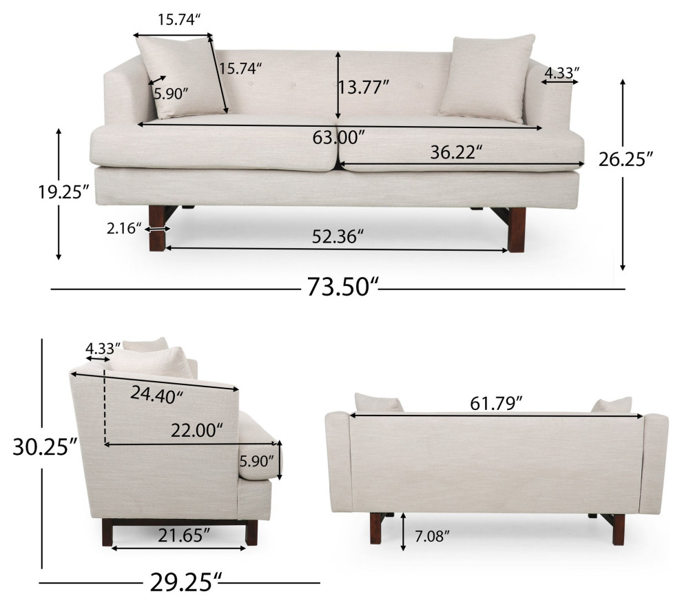 Unique 3 Seater Sofa  Oversized Seat With Buttoned Backrest  ampPillows   Transitional   Sofas   by Decorn  Houzz