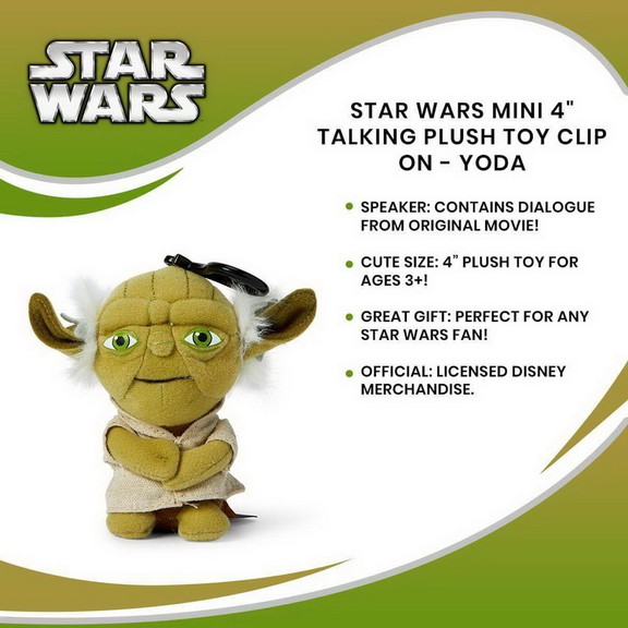 Se7en20 Star Wars Yoda 4 Talking Plush Clip On