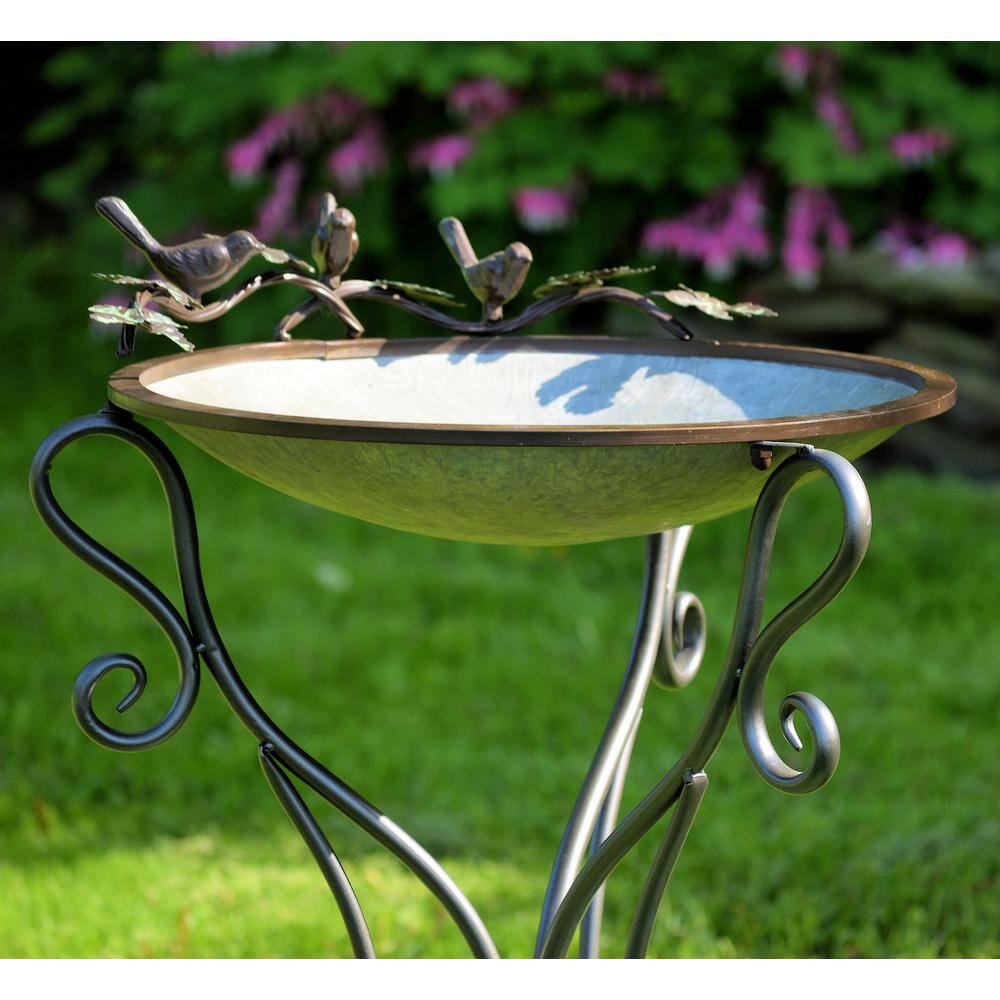 Zaer Ltd. International Three Birds Galvanized Iron Birdbath ZR180070