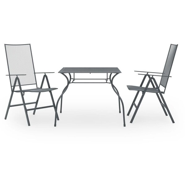 3 Piece Patio Dining Set Steel Anthracite -  - 36225676