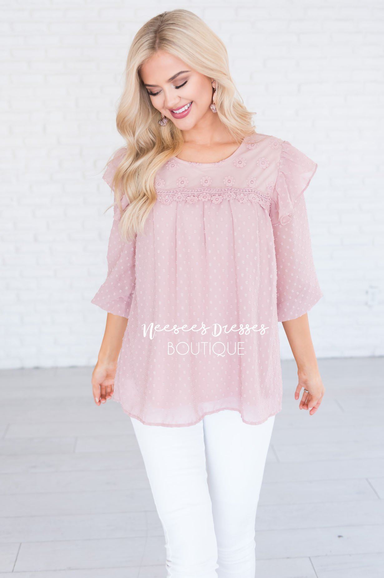 Delicate Swiss Dot Modest Blouse