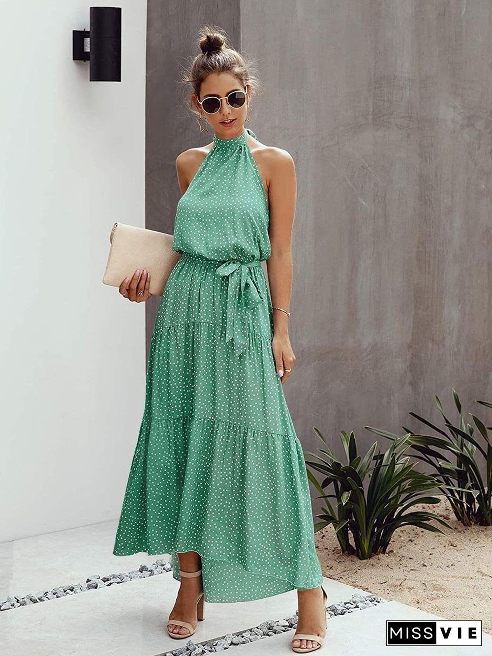 Halter Neck Backless Maxi Dress