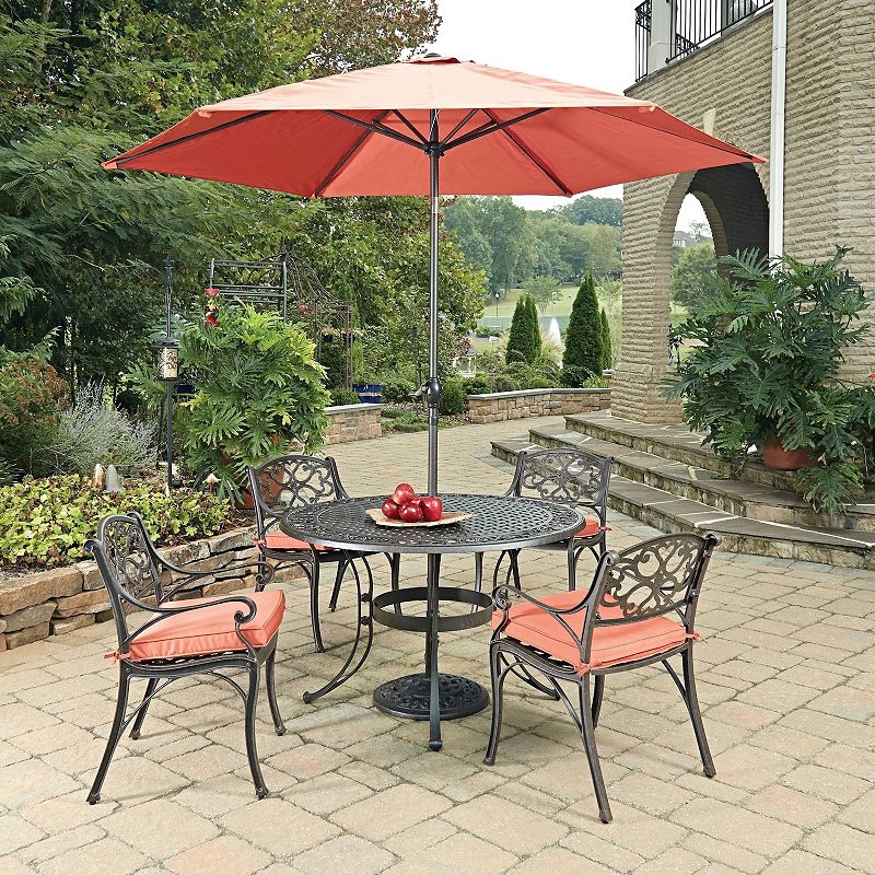 homestyles Round Dining Table， Umbrella and Chair 6-piece Set