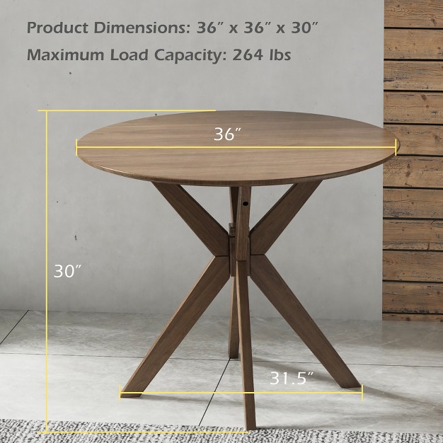 Costway Modern Round Wood Dining Table 35 x27 x27 W Solid Wood Legs amp Base For Home Office