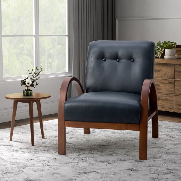 Panope Contemporary Leather Armchair with Button-tufted Back by HULALA HOME