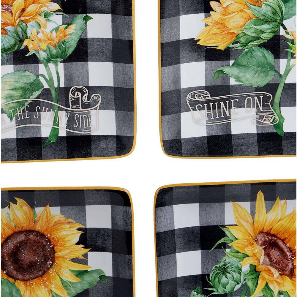 Certified International Sunflower Fields 16-Piece Seasonal Multicolored Earthenware Dinnerware Set (Service for 4) 89051rm