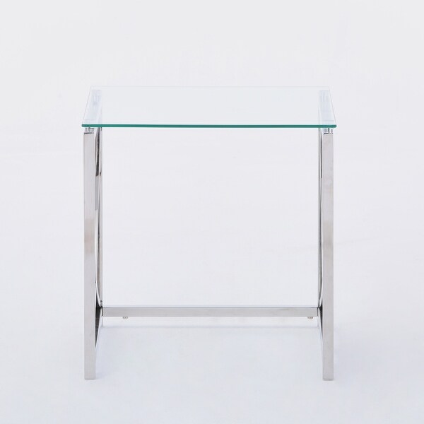 3 Pieces Square Nesting Glass End Tables