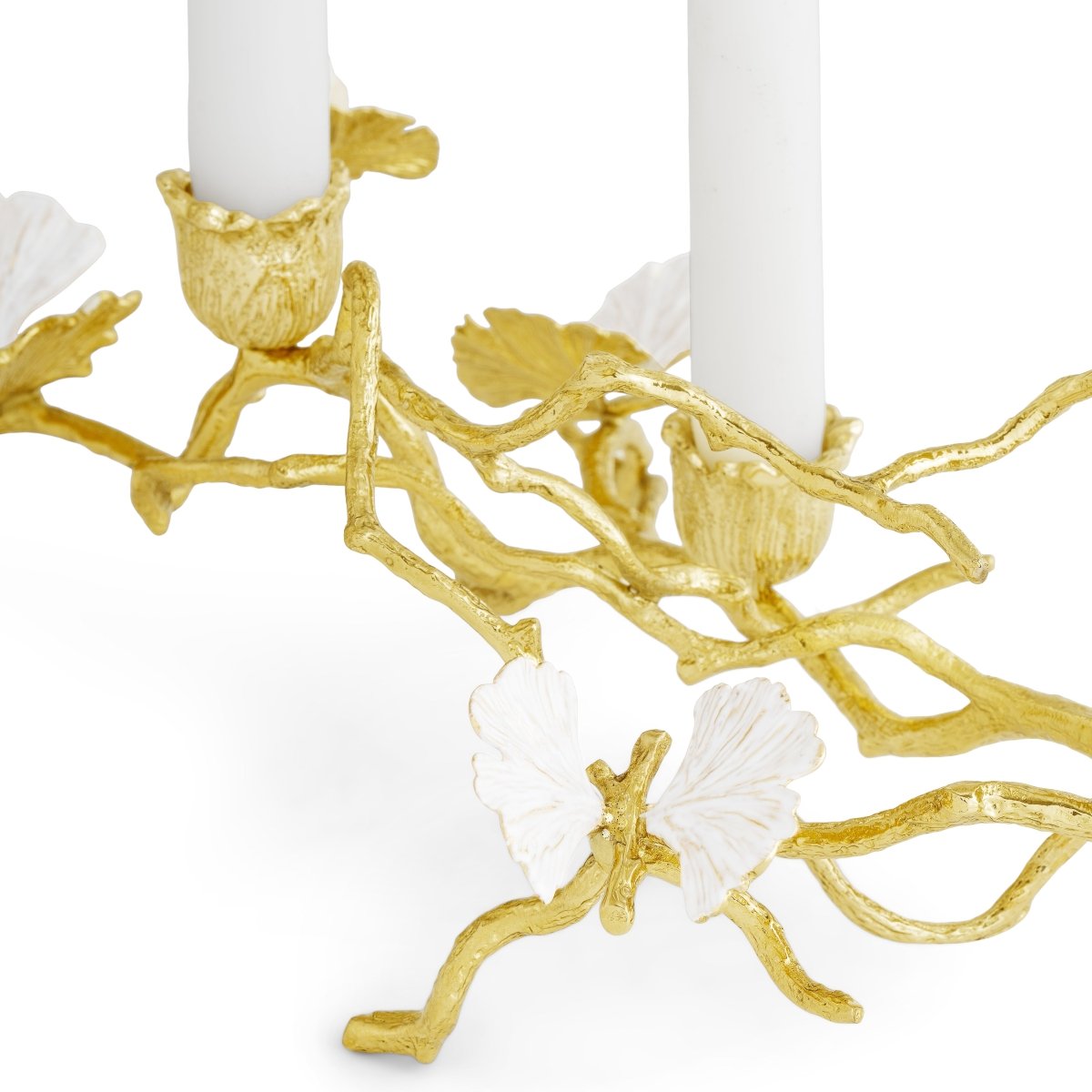 Butterfly Ginkgo Gold Low Candleholders