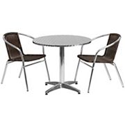 Flash Furniture Round Indoor / Outdoor Table and Rattan Chair 3-piece Set