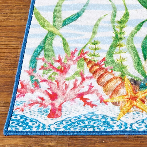 Collections Etc Coastal Seashell And Starfish Skid resistant Accent Rug