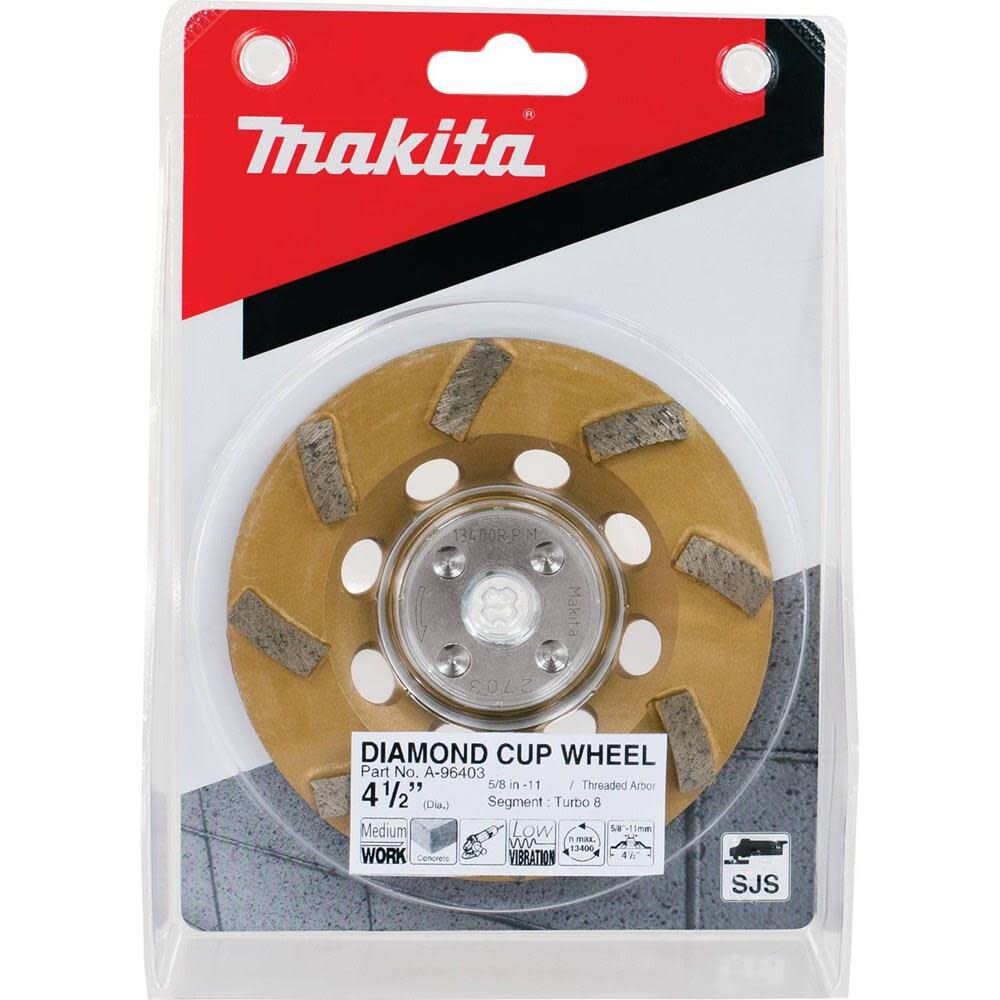 Makita 4-1/2 in. Turbo 8 Segment Diamond Cup Wheel Anti-Vibration A-96403 from Makita