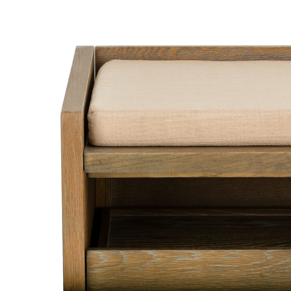 SAFAVIEH Percy Shoe Storage Bench  Rustic Oak / Beige   34\