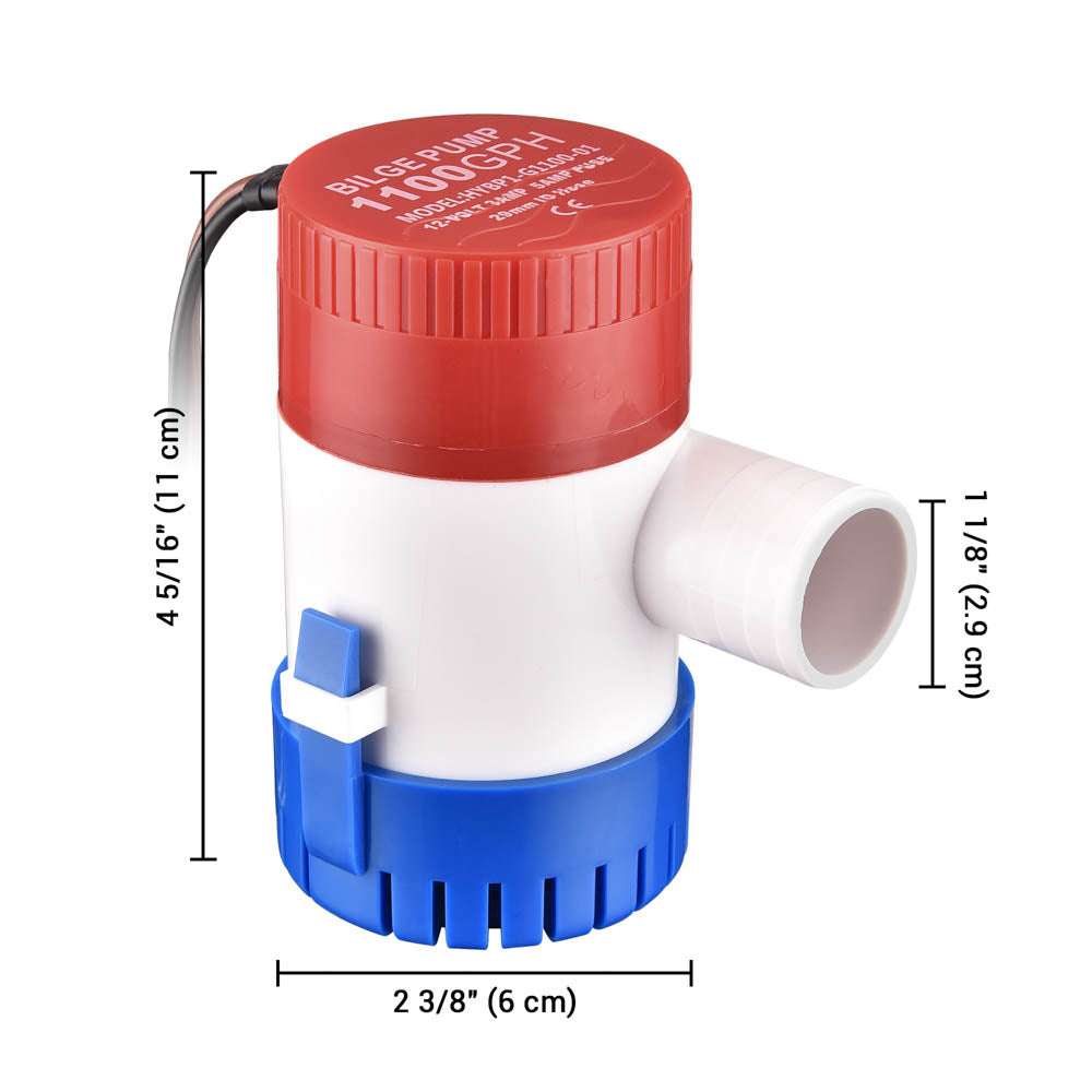 Yescom Marine Boat Electric Bilge Pump 1100Gph 12 Volt