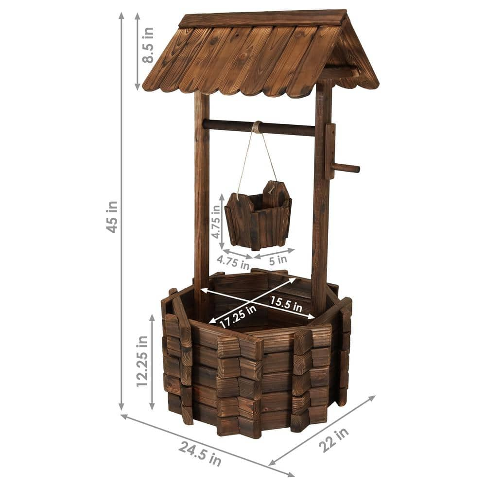 Sunnydaze Decor 45 in. Wishing Well Wood Outdoor Garden Planter DSL-116