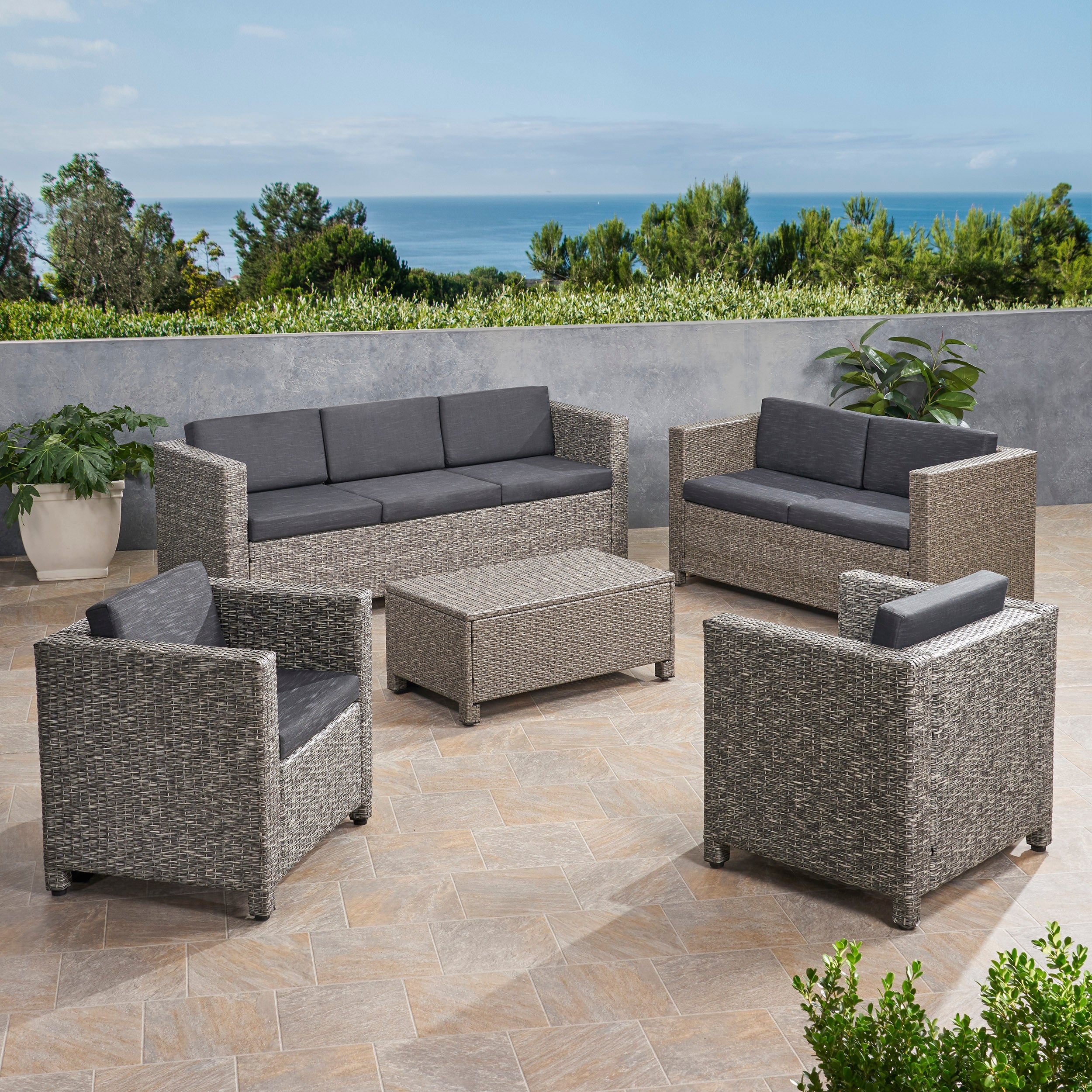 Venice Outdoor 7 Seater Sofa Chat Set with Cushions