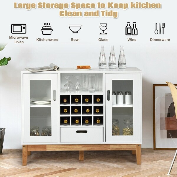 Wood Wine Storage Cabinet Sideboard Console Buffet Server - 39.5