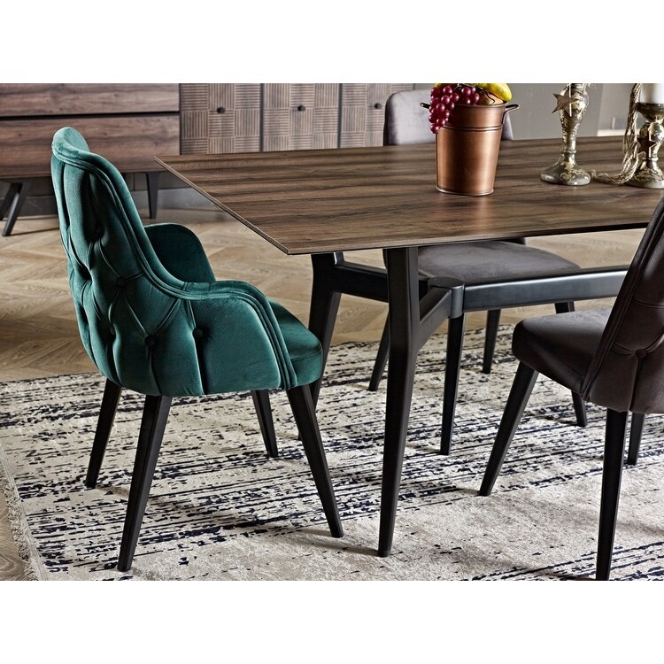 Erto Modern Dining Room Table  8 Dining Room Chairs and Console With Mirror Set