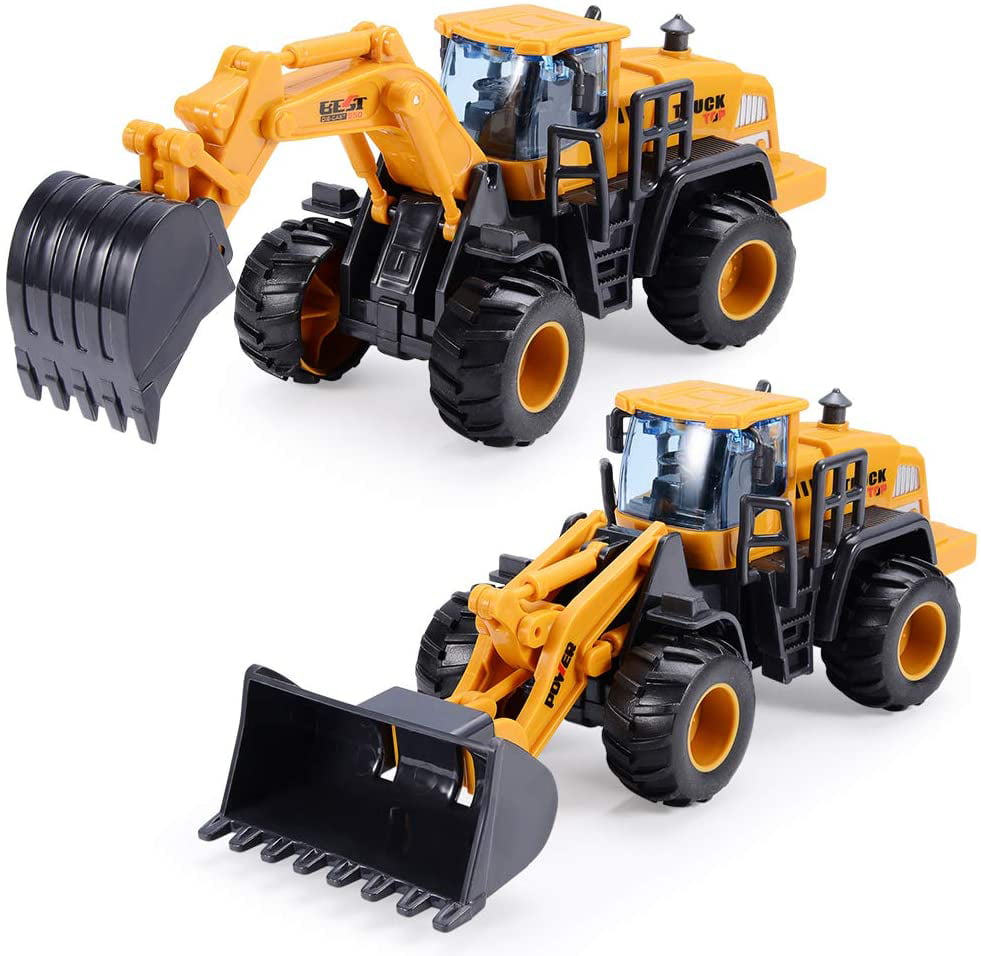 Aochakimg Construction Toys for 3 Year Old Boys, 2 Pack with Excavator Toy, Bulldozer Toys for Kids, Sand Toys, Beach Toys, Truck Toys, Sand Box Toys for 3,4,5,6 Year Old Boys, Girls,Kids